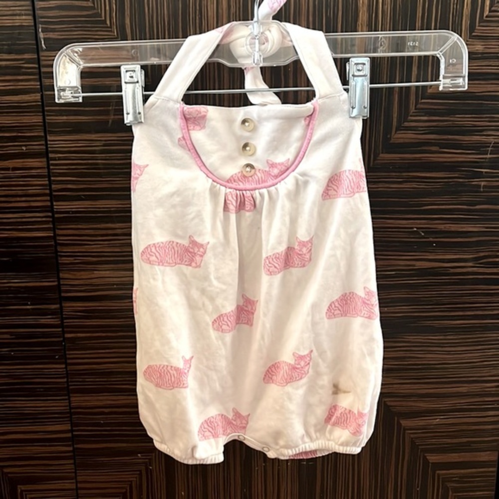 #31 Kate Quinn Pink Cat Halter Romper 🌵6-12 months